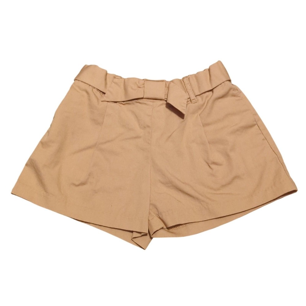 Janie and Jack Tan Shorts Bow Tie Belt Khaki Pleated Girls Size 5